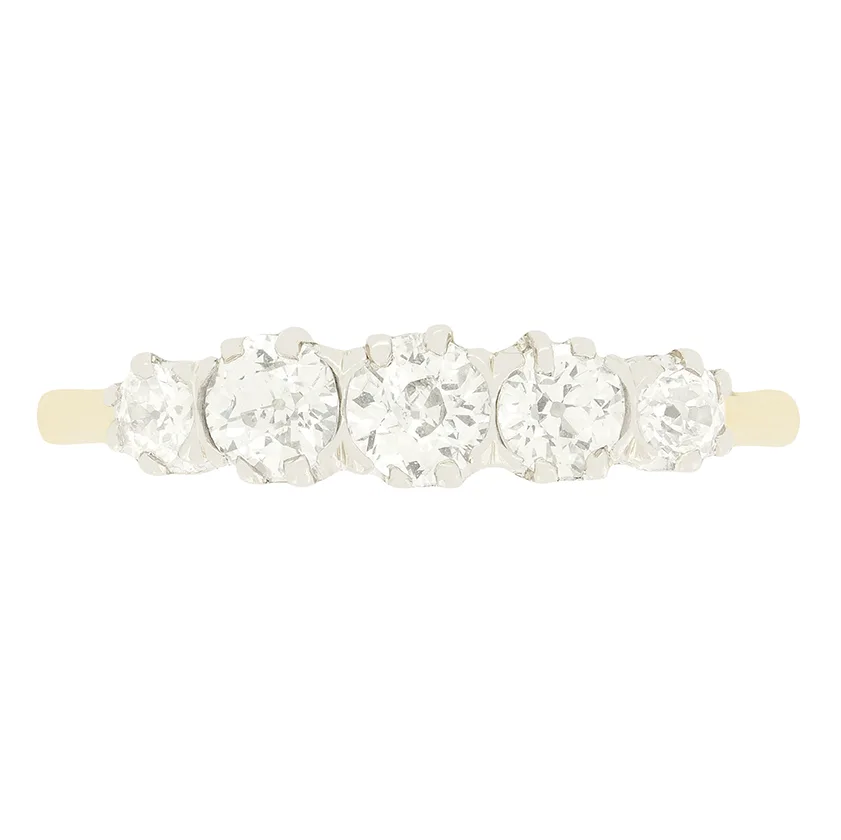 Edwardian 0.95ct Diamond Five Stone, c.1910s