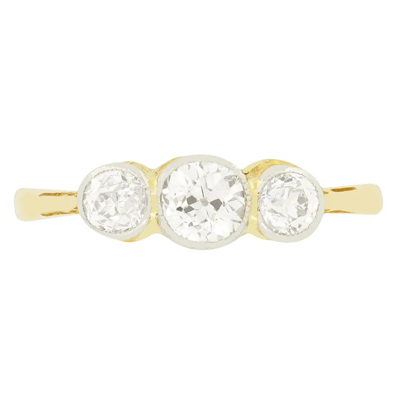 Edwardian 0.75ct Diamond Three Stone Ring, c.1910s