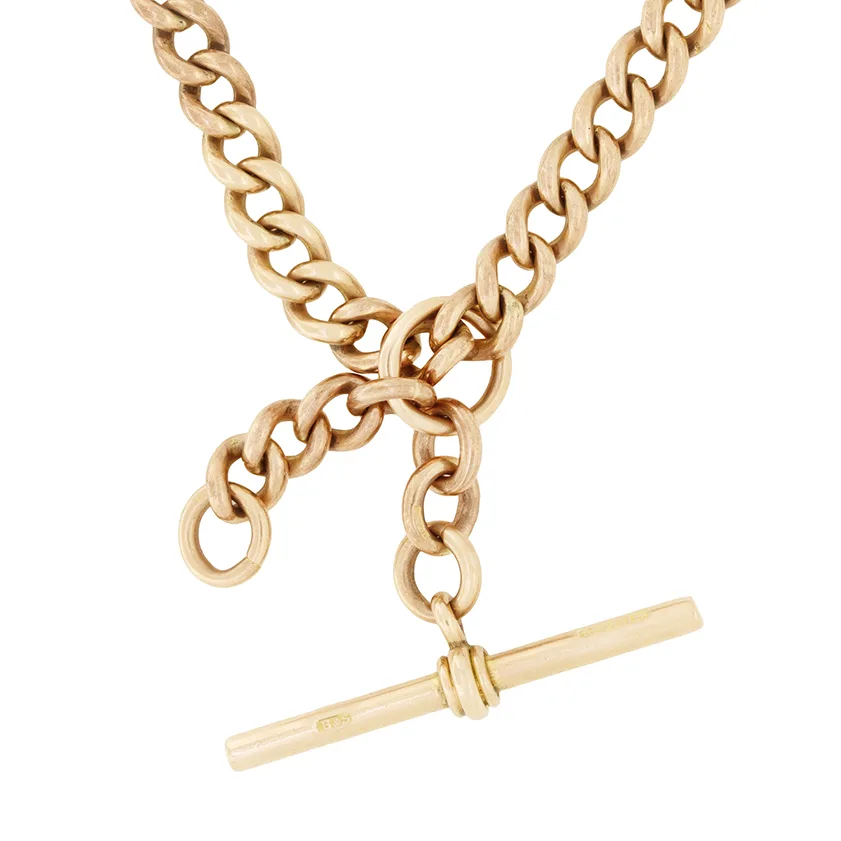 Antique 9ct Rose Gold Albert Chain, hallmarked 1917