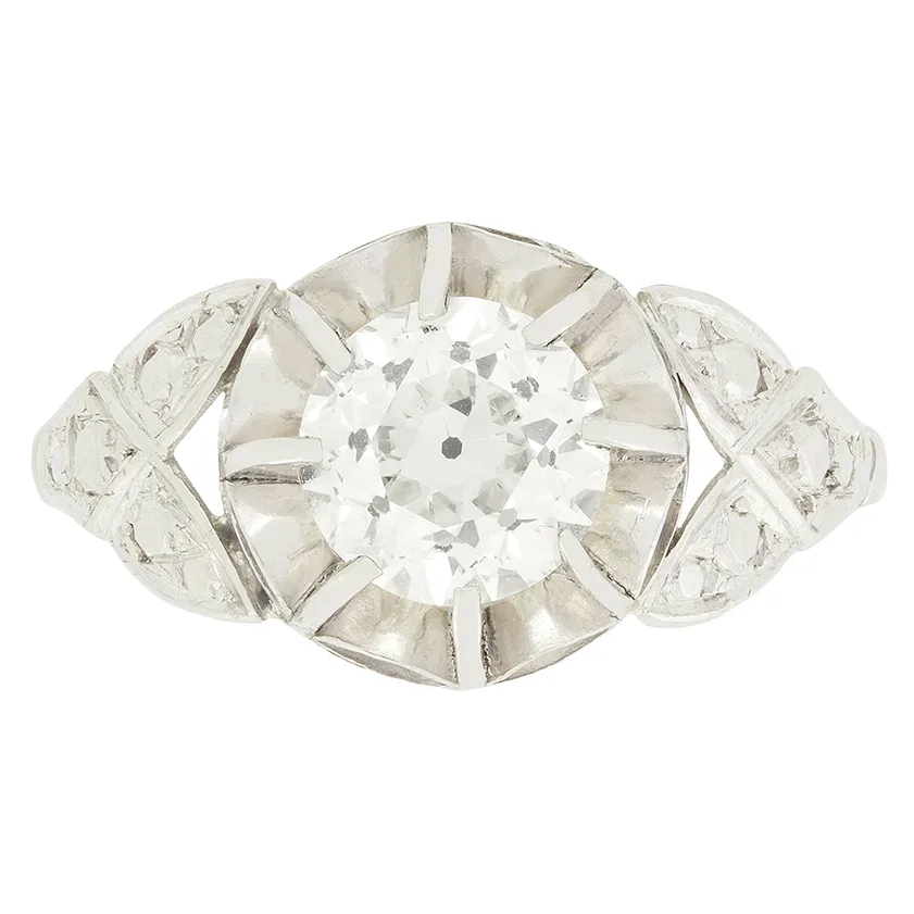 Art Deco 1.40ct Diamond Solitaire Ring, c.1920s