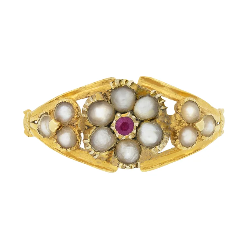 Victorian Garnet and Pearl Ring, c.1860s