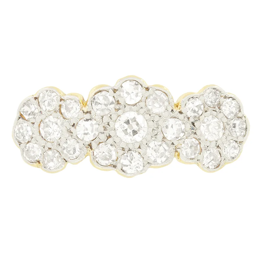 Edwardian 0.55ct Diamond Triple Cluster Ring, c.1910s