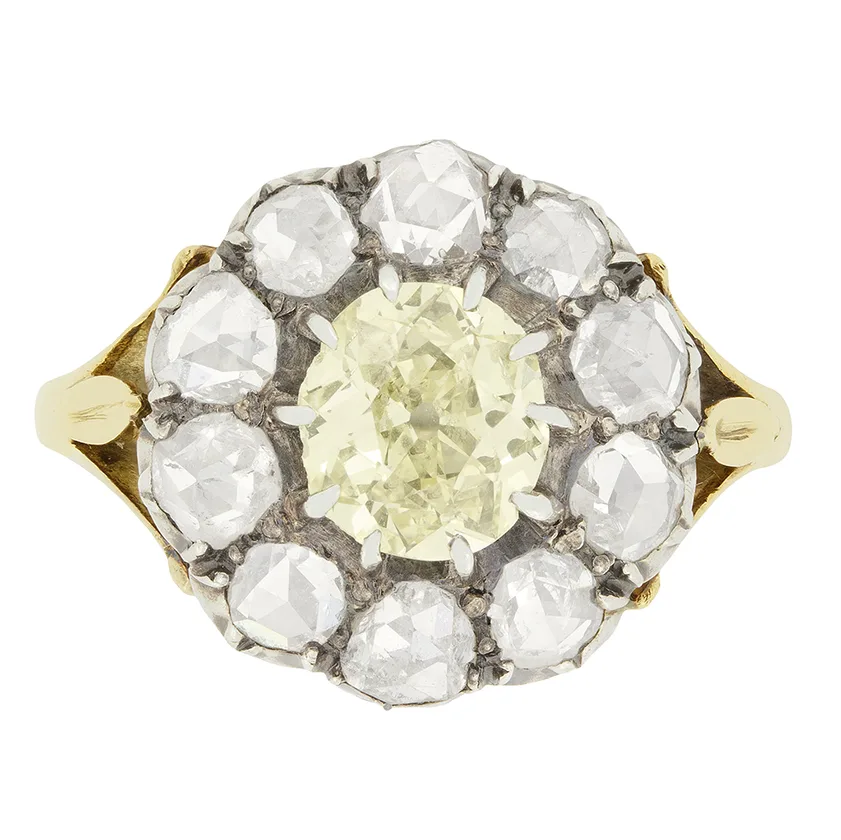Victorian 1.00ct Diamond Cluster Ring, c.1880s