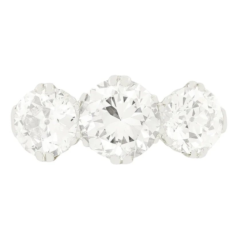 Art Deco 2.82ct Diamond Three Stone Ring, c.1920s