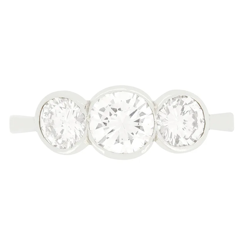 Vintage 1.70ct Diamond Trilogy Ring, c.1950s