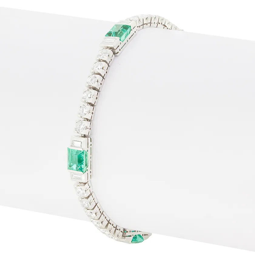 Vintage Mappin & Webb 6.00ct Emerald and Diamond Bracelet, c.1970s