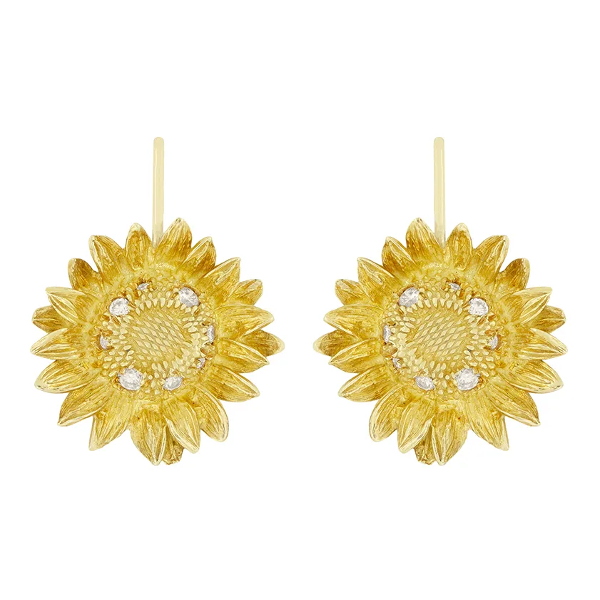 Vintage Asprey Sunflower Earrings, c.1980s