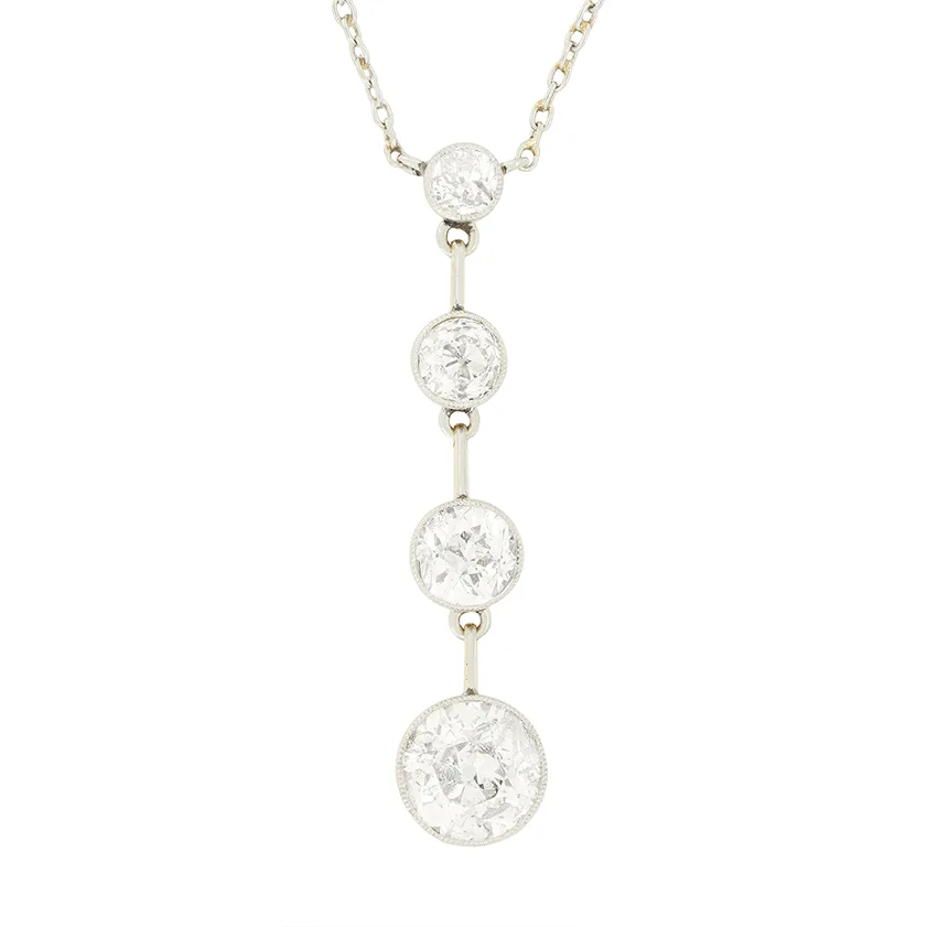 Edwardian 3.25ct Diamond Drop Pendant, c.1910s