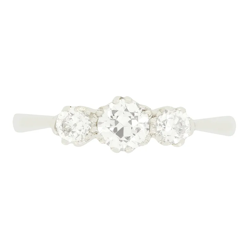 Art Deco 0.70ct Diamond Three Stone Ring, c.1920s