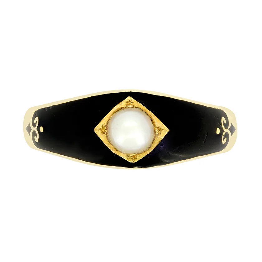 Victorian 18ct Gold Mourning Ring, c.1860s