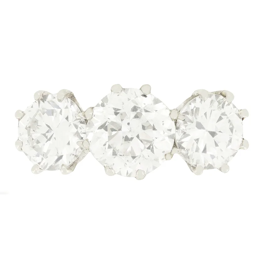 Art Deco 3.50ct Diamond Three Stone Ring, c.1920s