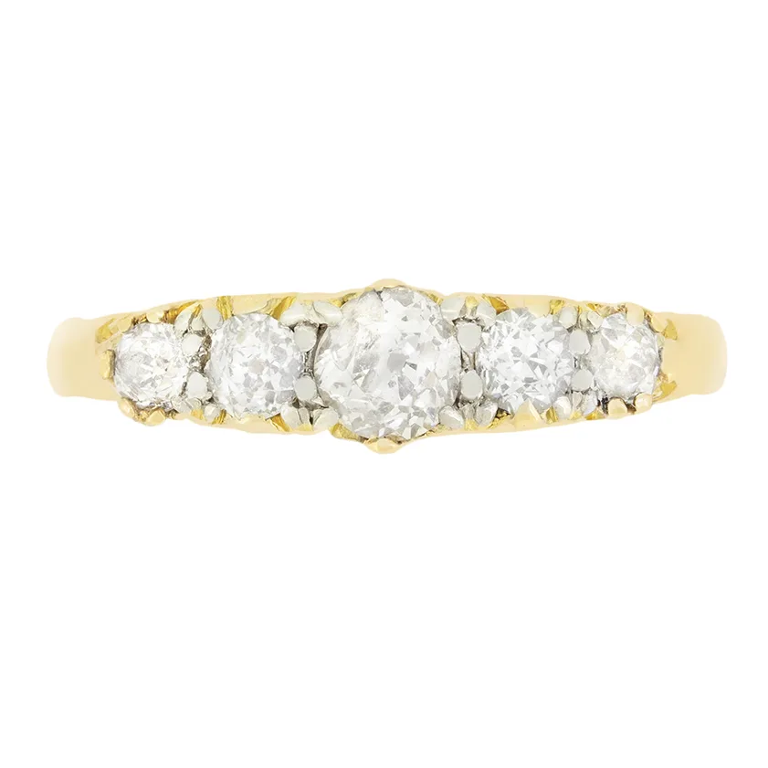Victorian 0.80ct Diamond Five Stone Ring, c.1880s