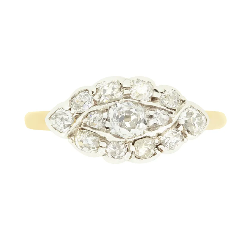 Victorian 0.85ct Diamond Cluster Ring, c.1880s