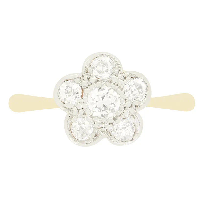 Edwardian 0.40ct Diamond Daisy Cluster Ring, c.1910s