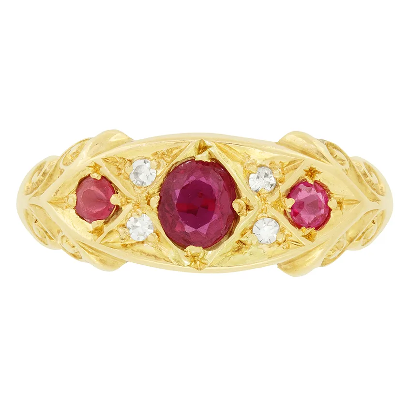 Antique 0.40ct Ruby and Diamond Ring, hallmarked 1911