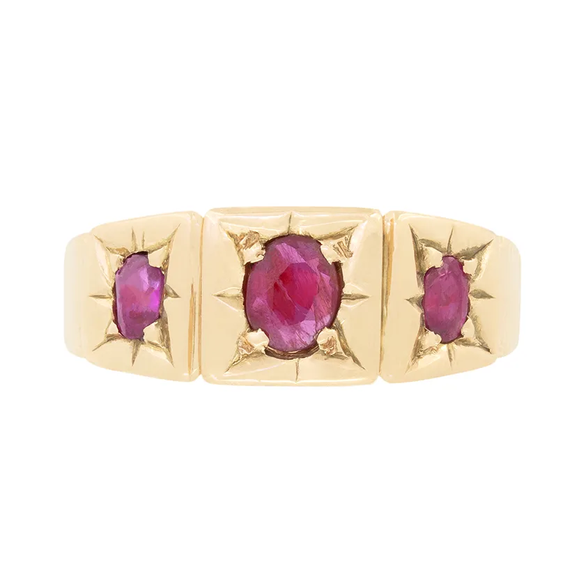 Victorian 0.50ct Ruby Three Stone Ring, c.1880s