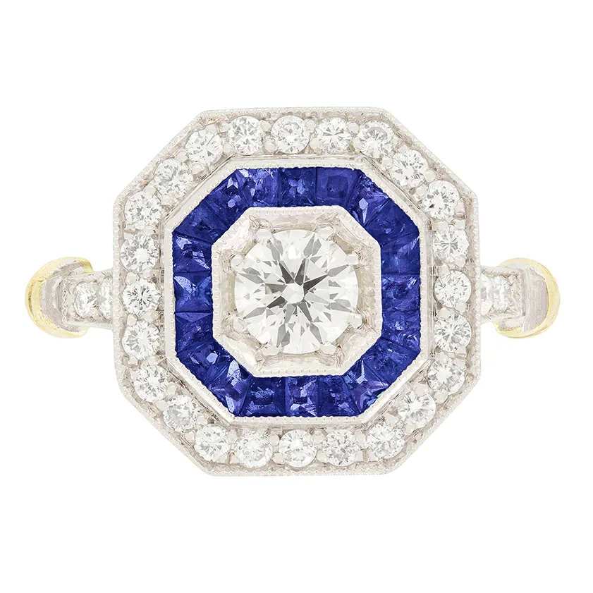 Vintage 0.40ct Diamond and Sapphire Cluster, c.1980s