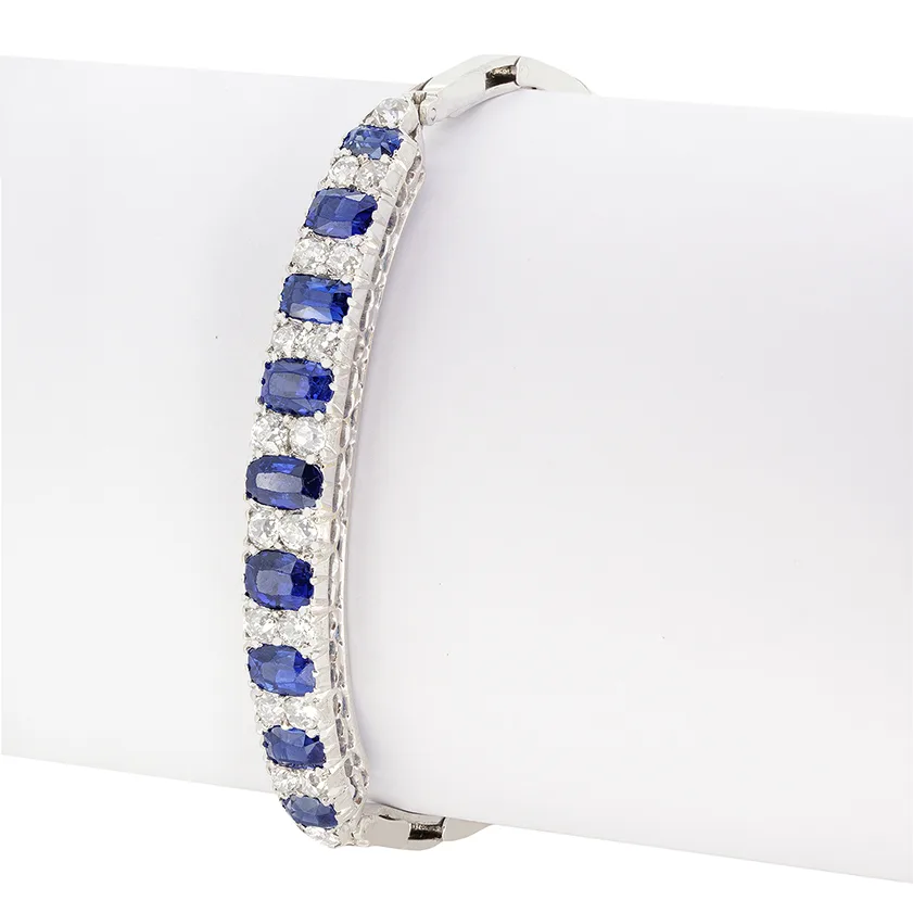 Victorian 4.30ct Sapphire and Diamond Bracelet, c.1880s
