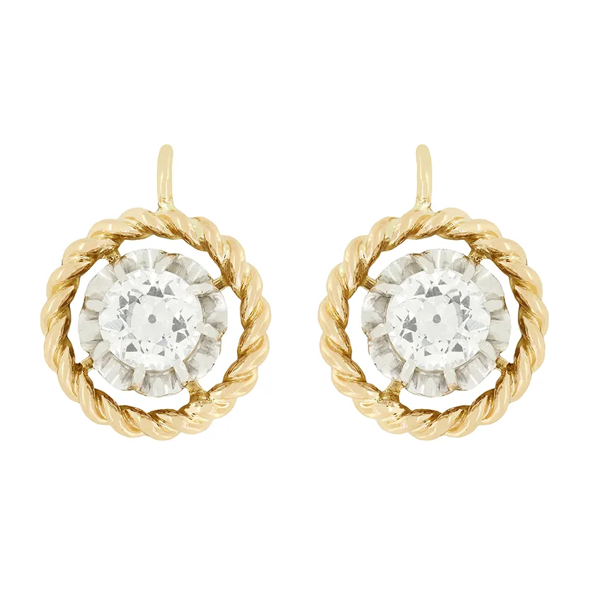 Edwardian 1.30ct Diamond Earrings, c.1910s