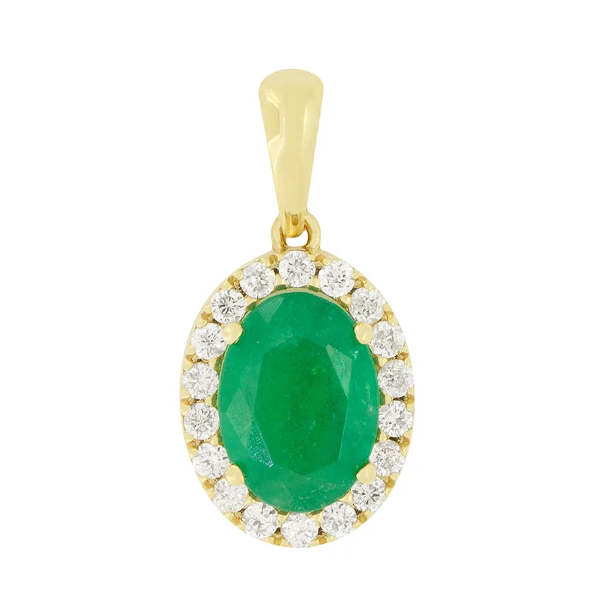 Contemporary 0.90ct Emerald and Diamond Pendant