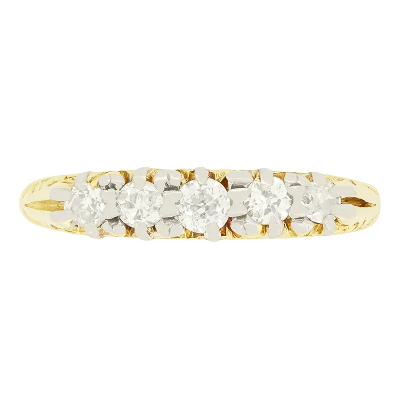 Victorian 0.70ct Diamond Five Stone Ring, c.1880s