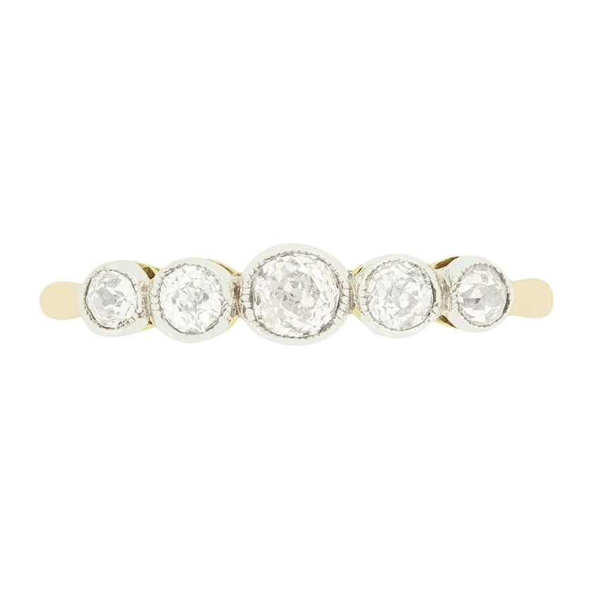 Victorian 0.34ct Diamond Five Stone Ring, c.1900s