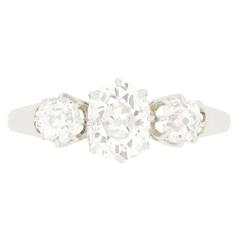 Art Deco 1.50ct Diamond Three Stone Ring, c.1920s