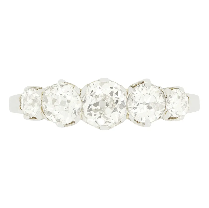 Art Deco 1.45ct Diamond Five Stone Ring, c.1920s