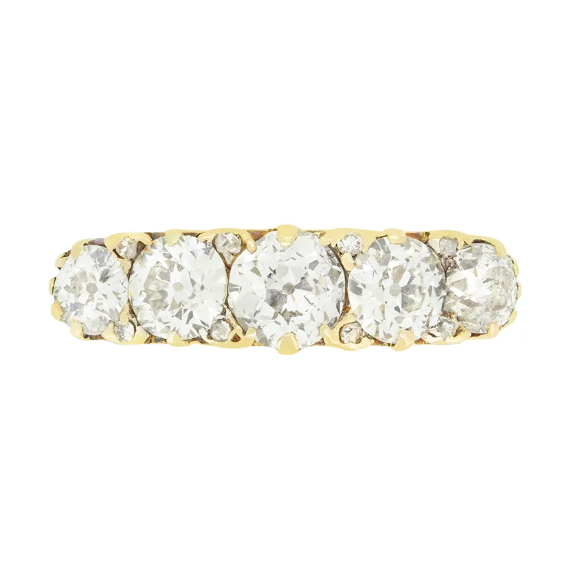 Victorian 2.15ct Diamond Five Stone Ring, c.1900s