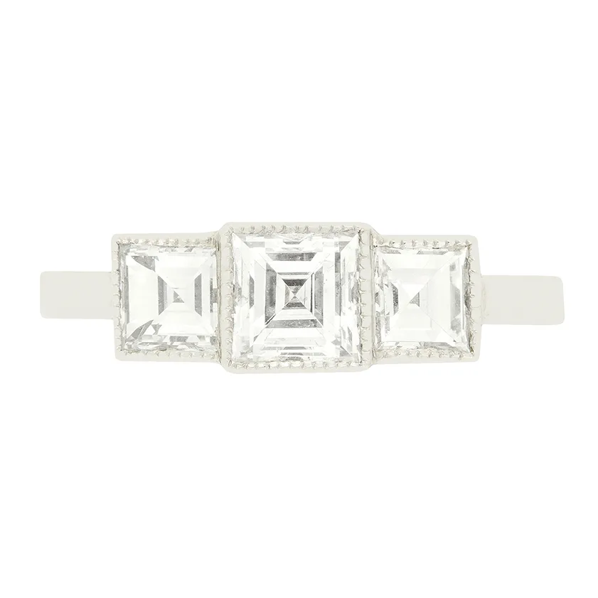 Vintage 1.55ct Diamond Three Stone Ring, c.1970s