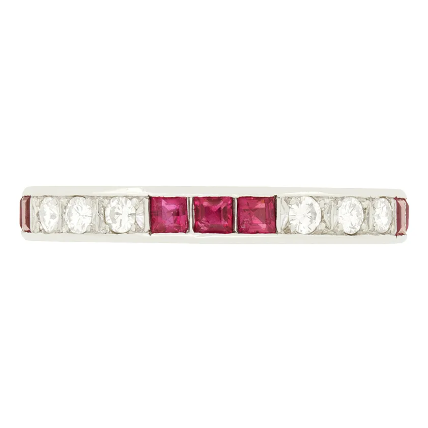 Late Deco 0.60ct Diamond and Ruby Full Eternity Band, c.1940s