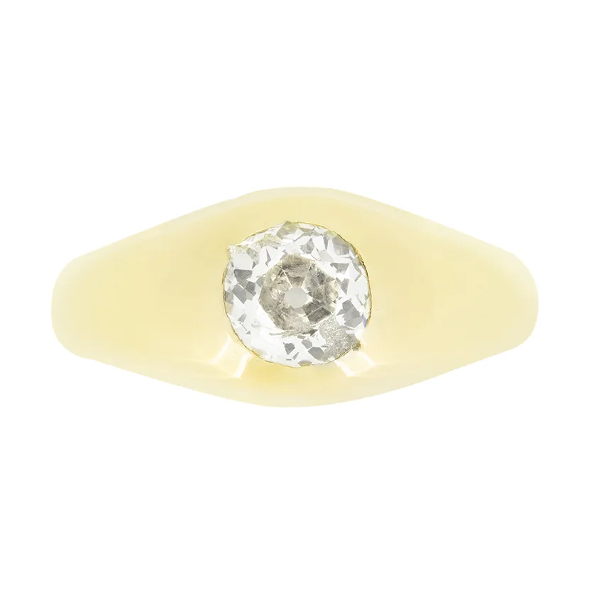 Victorian 1.00ct Diamond Signet Ring, c.1880s