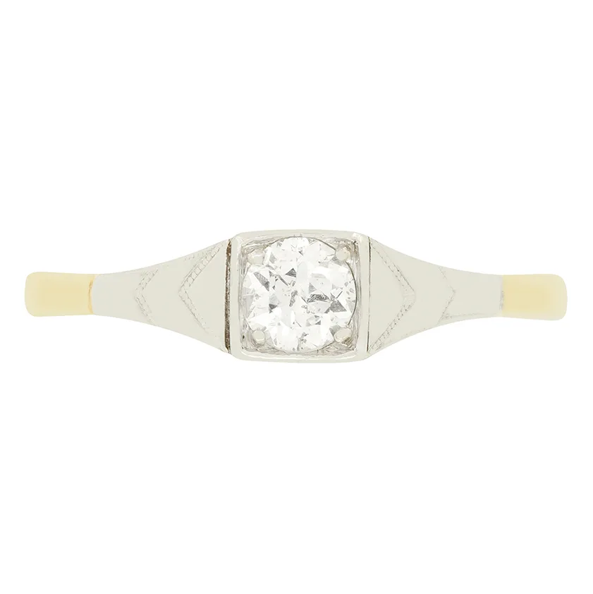 Edwardian 0.35ct Diamond Solitaire Ring, c.1910s