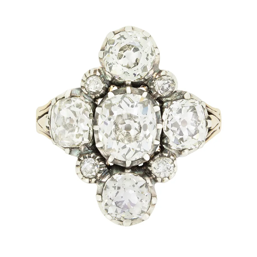 Victorian 4.80ct Diamond Cluster Ring, c.1880s