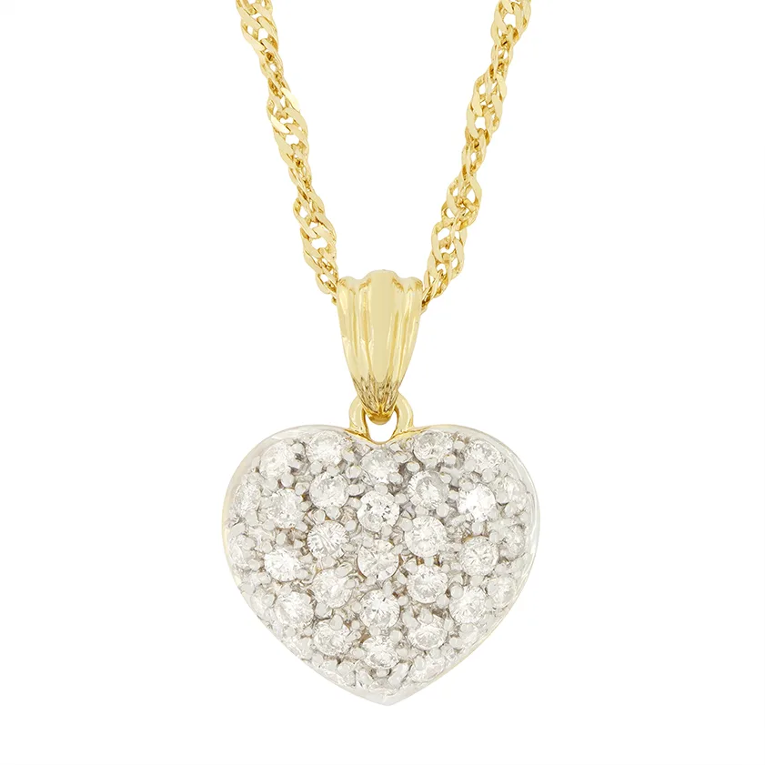 Vintage 1.70ct Diamond Heart Pendant, c.1980s