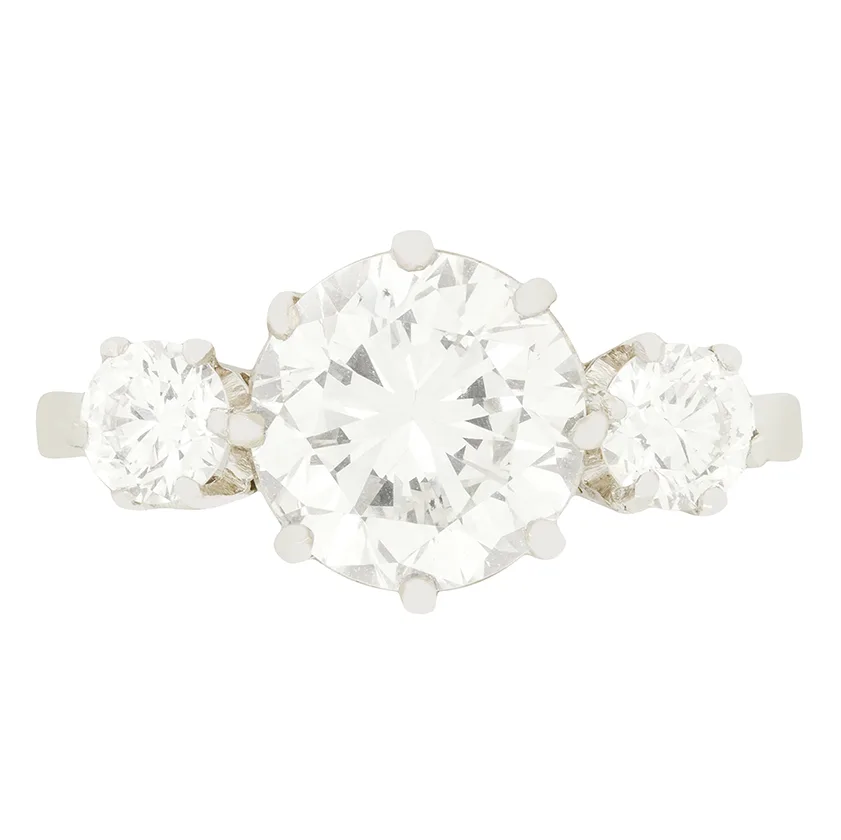 Vintage 3.00ct Diamond Three Stone Ring, c.1950s
