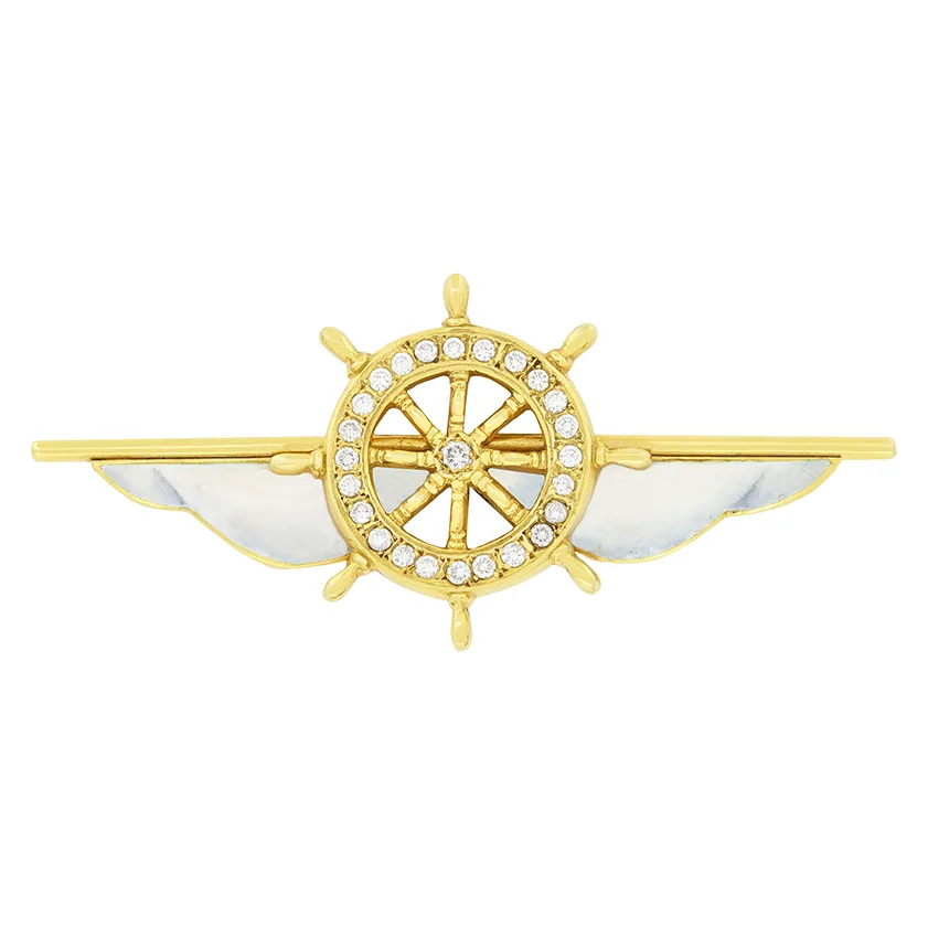Benzie of Cowes 0.75ct Diamond Naval Brooch, c.2000s