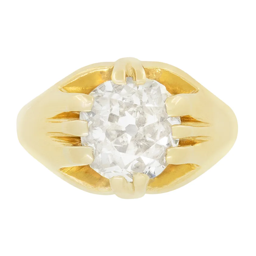 Victorian 2.30ct Diamond Signet Ring, c.1880s