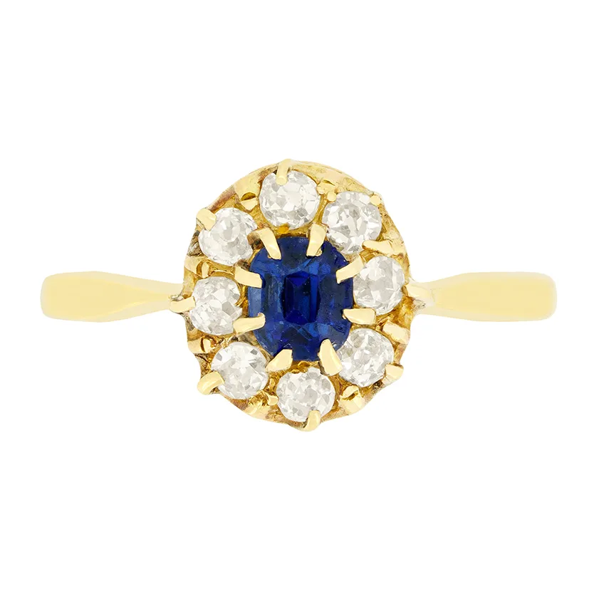 Victorian 0.40ct Sapphire and Diamond Cluster Ring, c.1880s