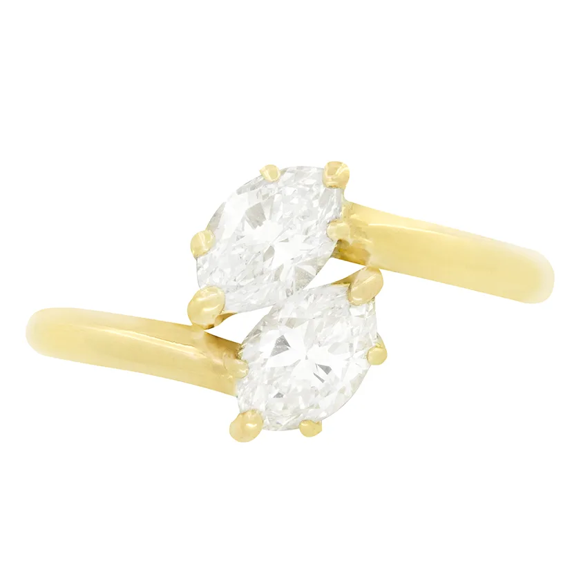 Vintage Cartier 0.45ct Diamond Two Stone Ring, c.1960s